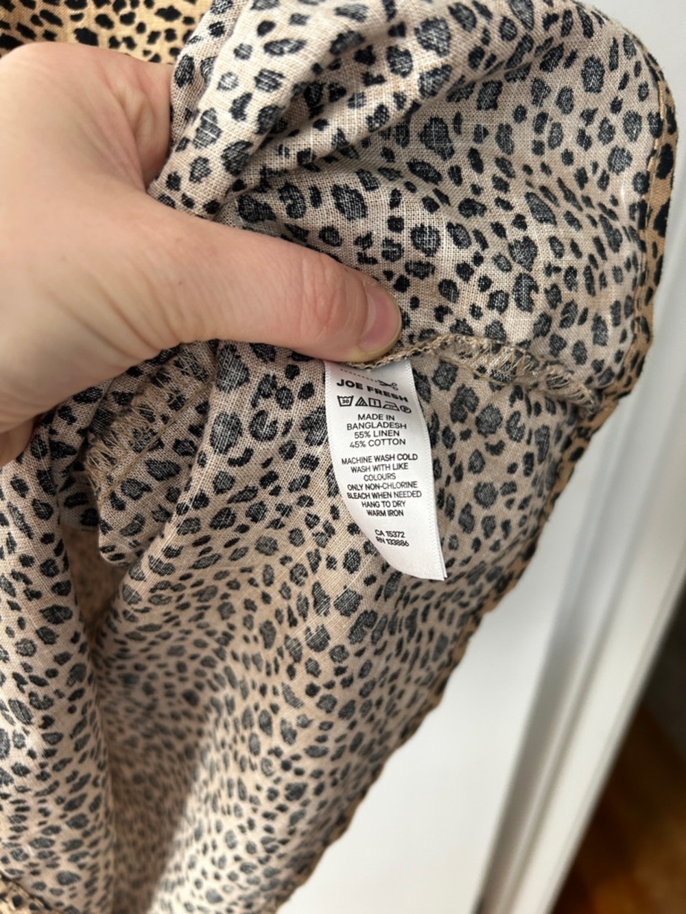 Leopard Print Linen Midi Shift Dress Medium Travel Boho Beachy Vacation 90s CBK - Picture 4 of 5